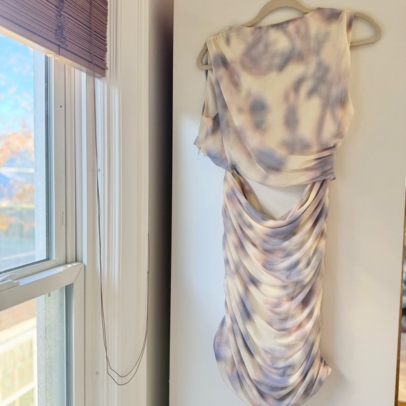 NEW | ZARA MESH PASTEL TIE DYE RUCHED CUT OUT SLEEVELESS MINI DRESS - Picture 5 of 9